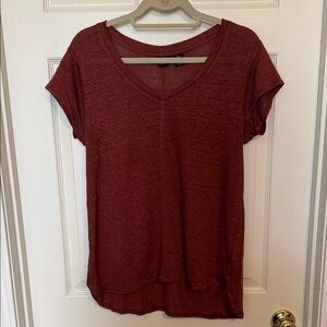 Tahari Short Sleeve V-Neck Top - Deep Red